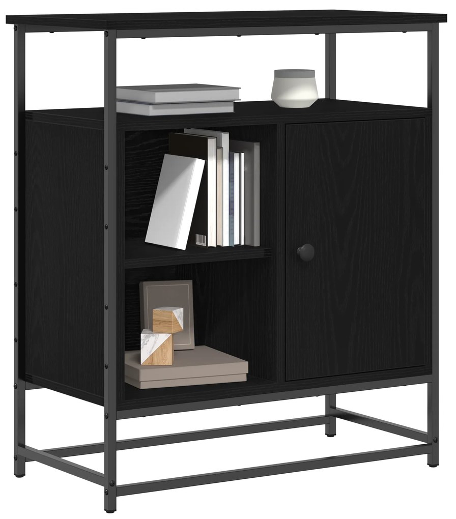 vidaXL Μπουφές Μαύρο Δρυς 69x35x80 εκ. Κατασκευασμένο από Ξύλο και Ατσάλι