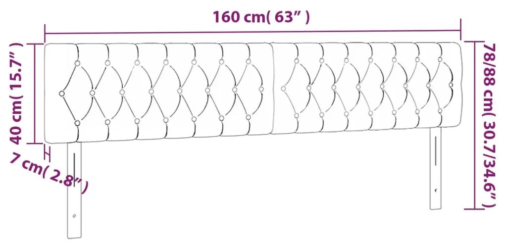 Κεφαλάρι Κρεβατιού LED Σκούρο Γκρι 160x7x78/88 εκ. Βελούδινο 3122003