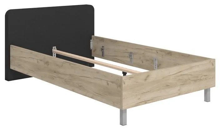 Κρεβάτι Barletta 120 Grey oak - Γκρί Ύφασμα 120x200 εκ. 131x213.5x85.5 εκ.