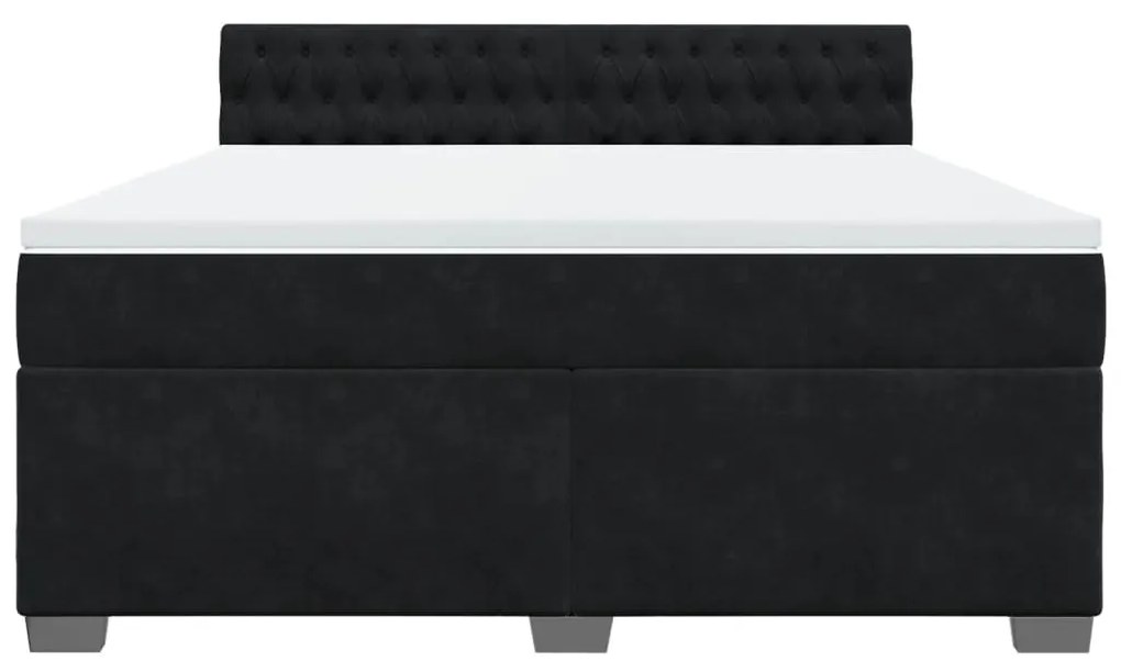 vidaXL Κρεβάτι Boxspring με Στρώμα Μαύρο 180x200 εκ. Βελούδινο