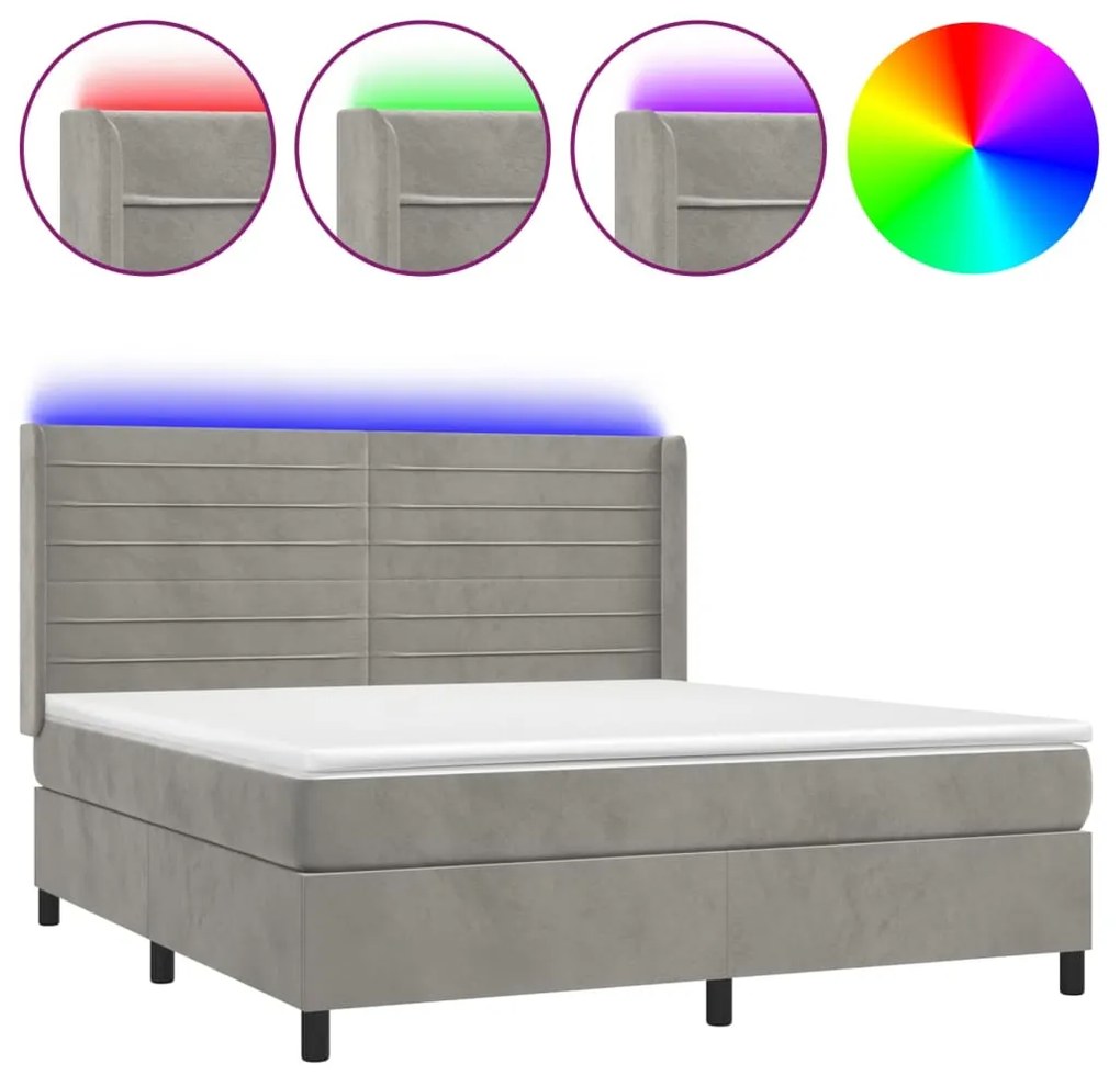 ΚΡΕΒΑΤΙ BOXSPRING ΜΕ ΣΤΡΩΜΑ &amp; LED ΑΝ.ΓΚΡΙ 180X200 ΕΚ. ΒΕΛΟΥΔΙΝΟ 3139637