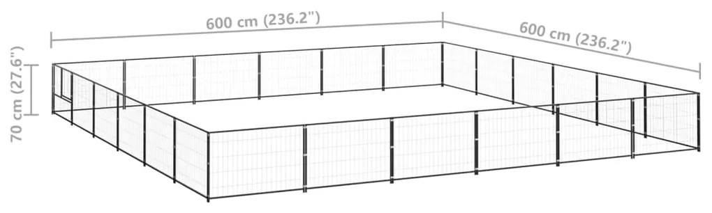 vidaXL Σπιτάκι Σκύλου Μαύρο 36 μ² Ατσάλινο