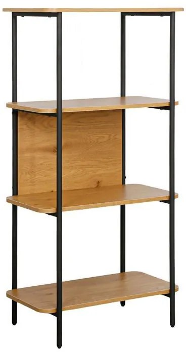 Βιβλιοθήκη - Ραφιέρα Μεταλλική FL2504 Fylliana Black-Oak χρώμα 60x36x122εκ 60x36x122 εκ.