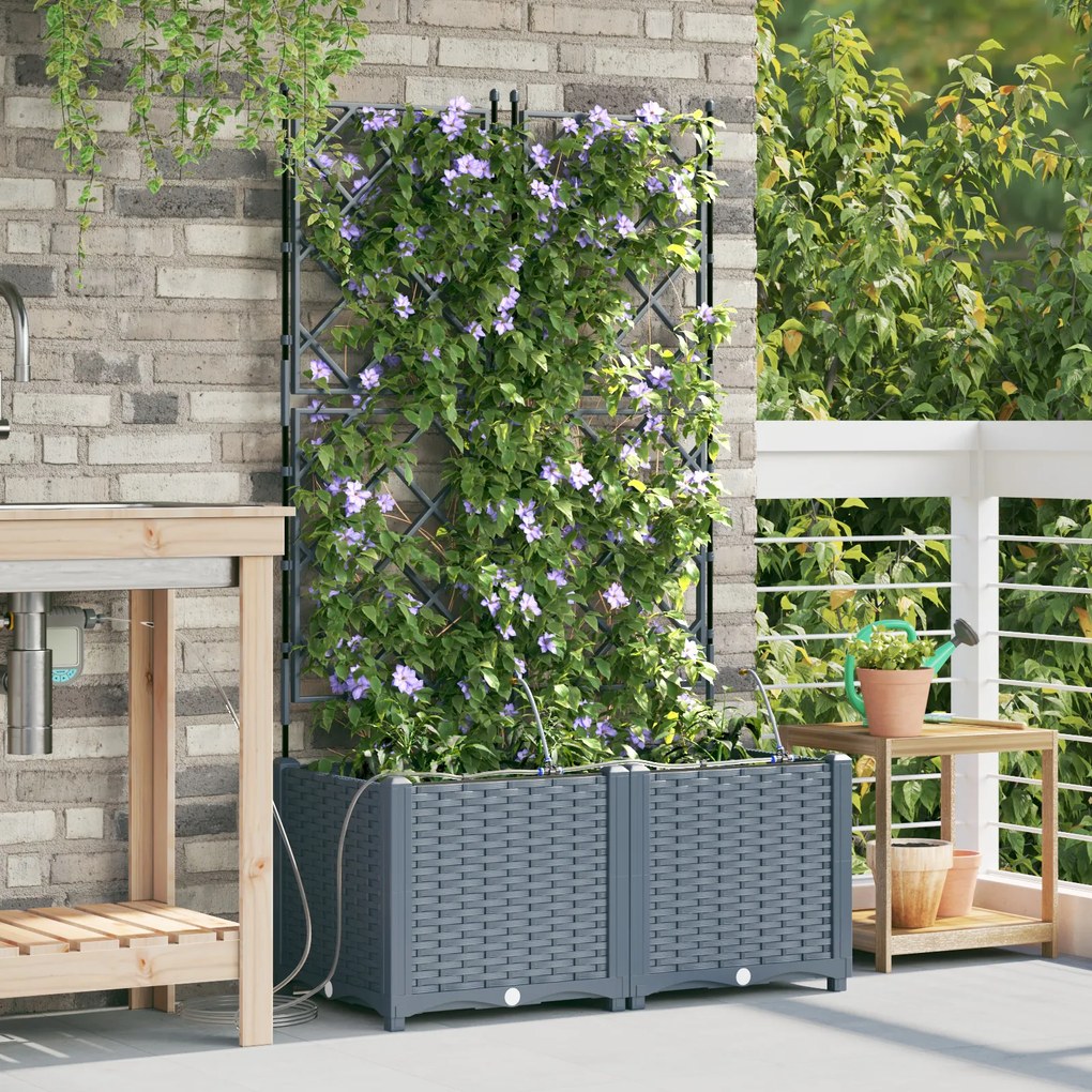 vidaXL Γλάστρες Κήπου 1 τεμ Ανοιχτό γκρι 80 x 40 x 142 cm Πλαστικό