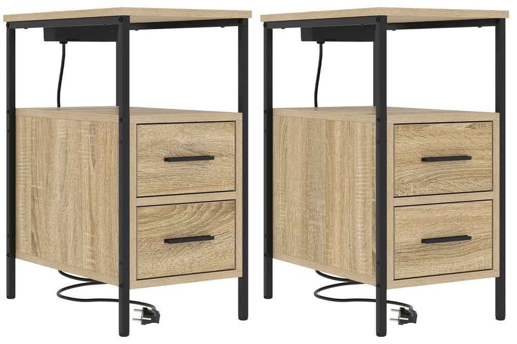 vidaXL Κουτιά Κρεβατοκάμαρας 2 pcs Sonoma Δρυς 30 x 48 x 61 εκ
