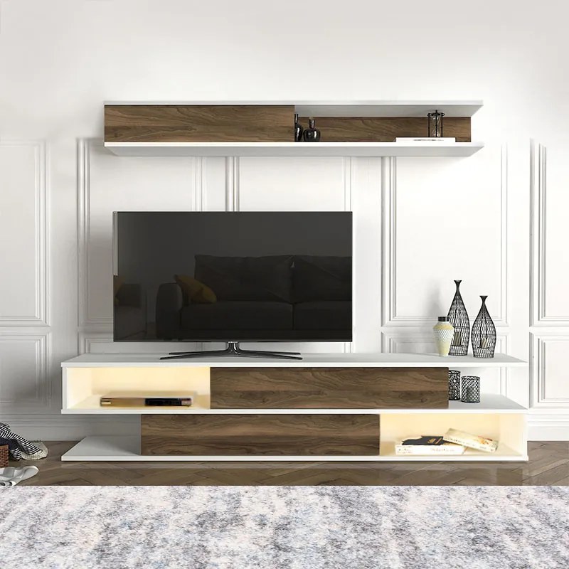 ΣΥΝΘΕΣΗ ΤΗΛΕΟΡΑΣΗΣ MANET MEGAPAP ΜΕ LED ΧΡΩΜΑ ΛΕΥΚΟ - ΚΑΡΥΔΙ 180X29,5X39ΕΚ.