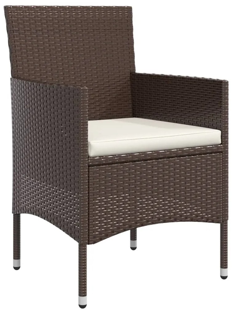 vidaXL Σετ Τραπεζαρίας Κήπου 7 Τεμαχίων Καφέ &amp; Μαύρο με Μαξιλάρια