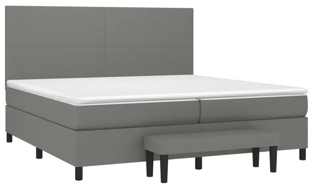 Κρεβάτι Boxspring με Στρώμα Σκούρο Γκρι 200x200 εκ. Υφασμάτινο - Γκρι