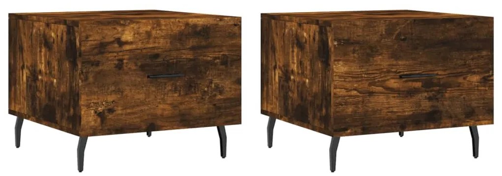 vidaXL Τραπεζάκια Σαλονιού 2 τεμ Καπνιστή Oak 50x50x40 εκ Επεξ. Ξύλο