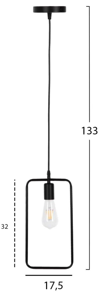 ΦΩΤΙΣΤΙΚΟ ΟΡΟΦΗΣ ΚΡΕΜΑΣΤΟ HM4097 ΜΑΥΡΟ ΜΕΤΑΛΛΙΚΟ ΟΡΘΟΓΩΝΙΟ 17,5x133Υεκ.