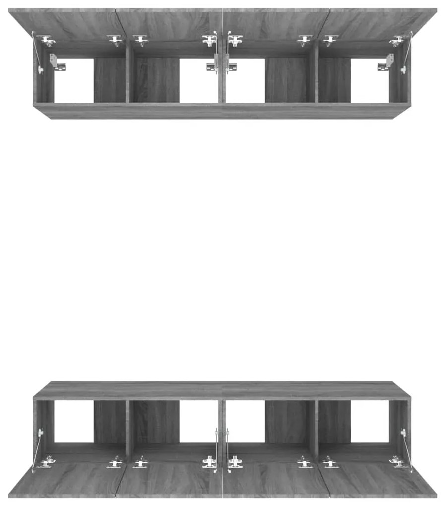 vidaXL Έπιπλα Τηλεόρασης 4 τεμ. Γκρι Sonoma 80x30x30 εκ. Επεξ. Ξύλο