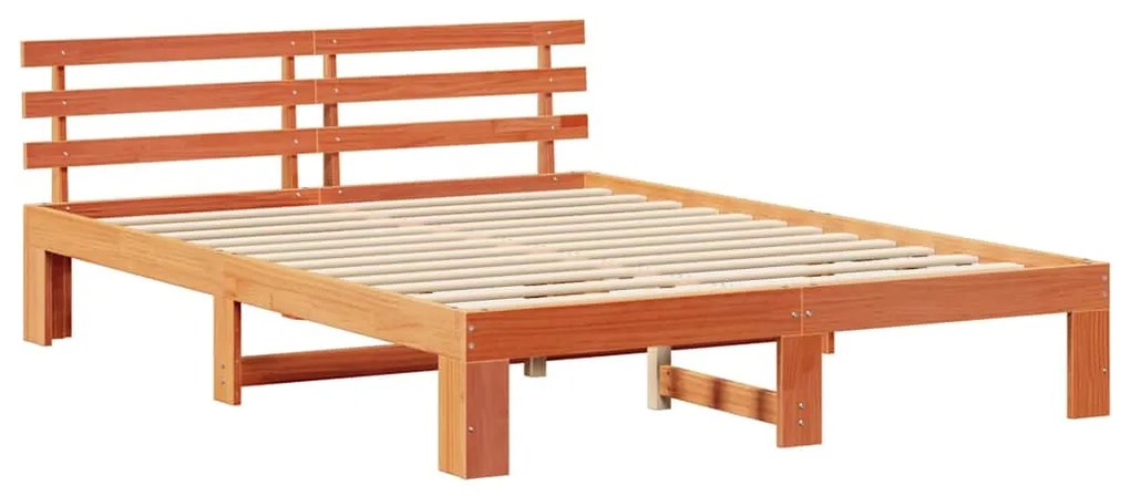 vidaXL Σκελετός Κρεβατιού Καφέ 140 x 200 cm Μασίφ ξύλο πεύκου