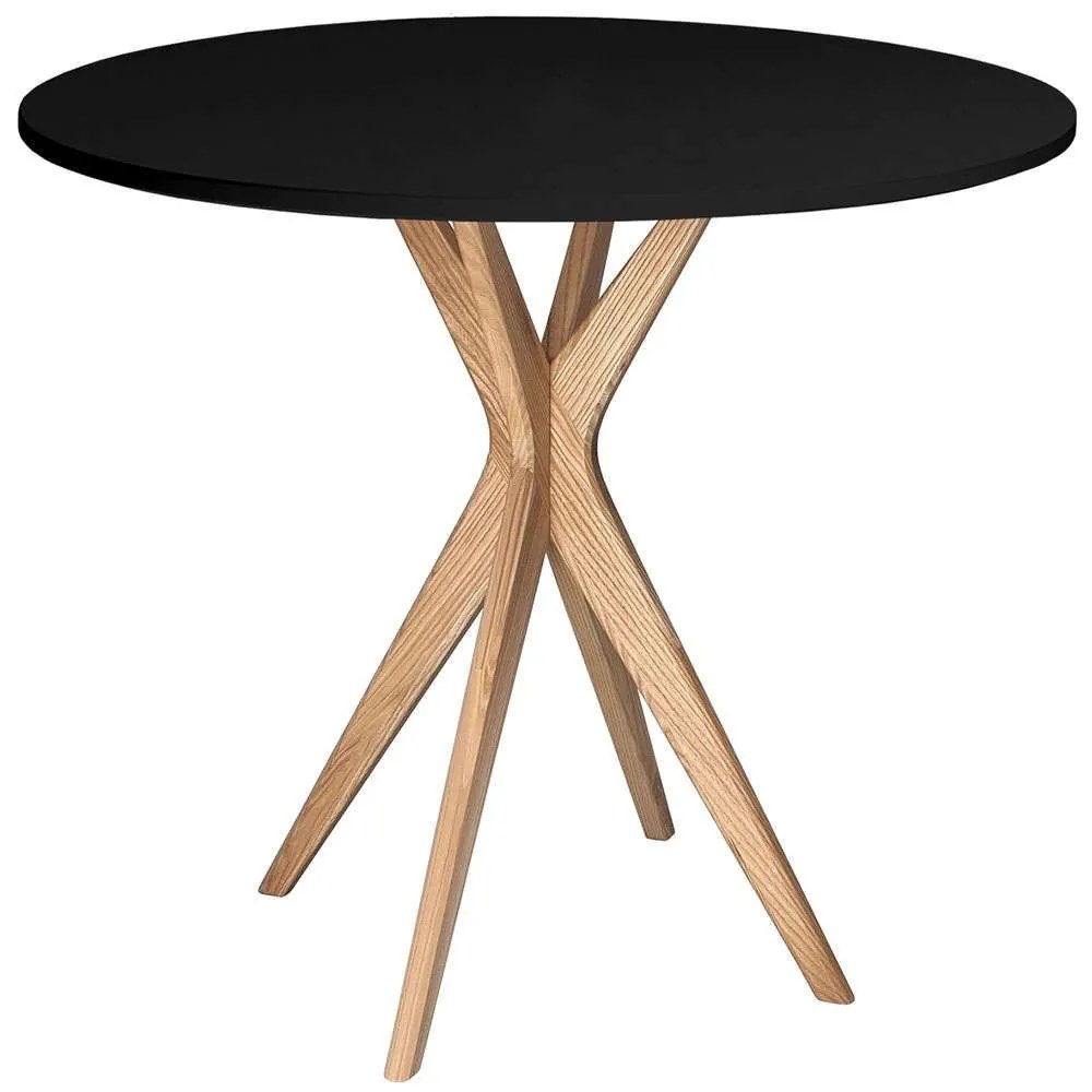 Τραπέζι Jubi JUBITLROBLACK Φ90x73cm Natural-Black Mdf, Wood