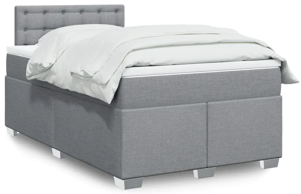 vidaXL Κρεβάτι Boxspring με Στρώμα Ανοιχτό Γκρι 120x200 εκ. Υφασμάτινο