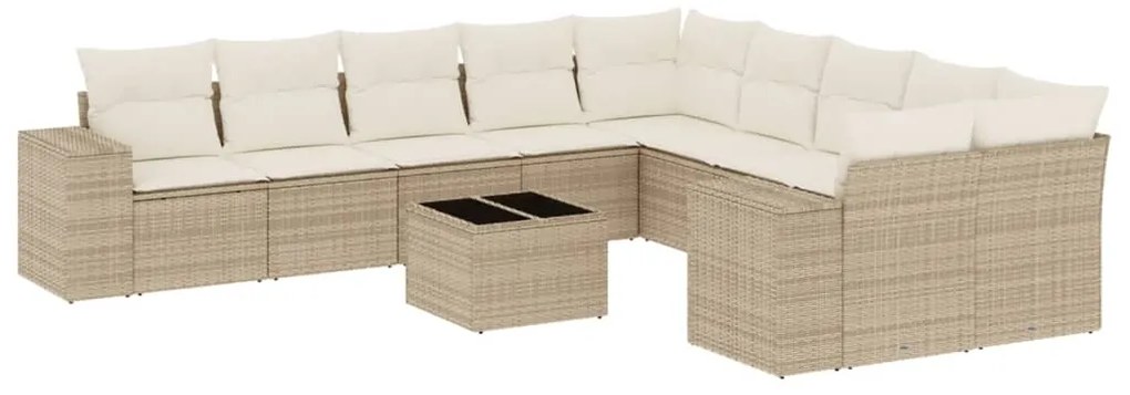 vidaXL Σαλόνι Κήπου Σετ 11 τεμ. Μπεζ Συνθετικό Ρατάν με Μαξιλάρια