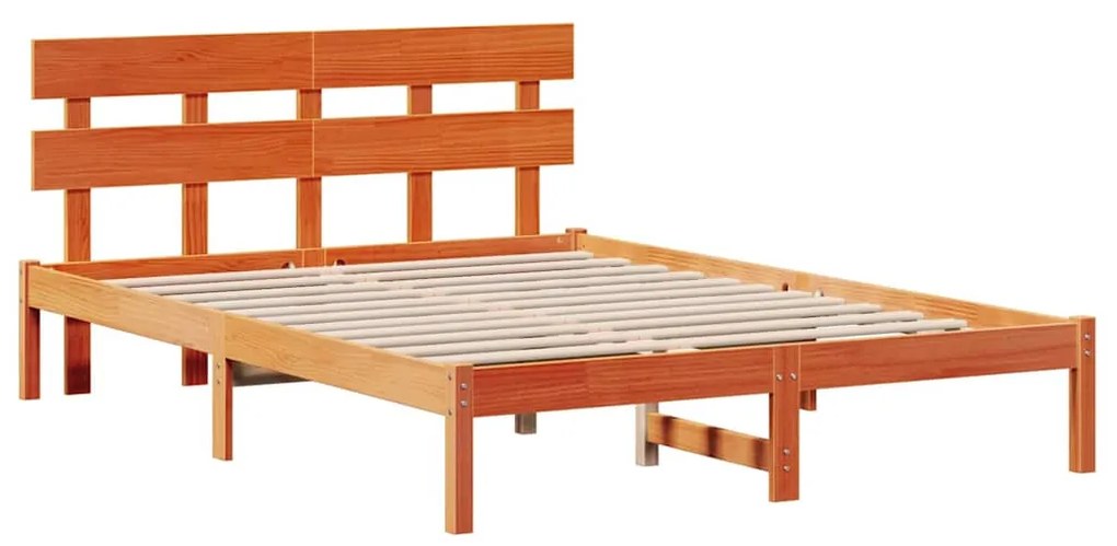 vidaXL Σκελετός Κρεβατιού Καφέ 140 x 200 cm Μασίφ ξύλο πεύκου