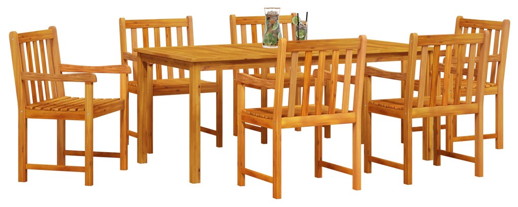 vidaXL Σετ Τραπεζιού Φαγητού 7 pcs Φυσικό ξύλο 180 x 90 x 75 cm