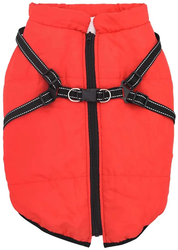 vidaXL Μπουφάν Σκύλου με ιμάντα Κόκκινο 4XL Φλις και Πολυεστέρας