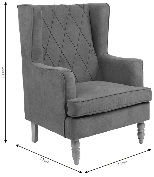 Πολυθρόνα - μπερζέρα Efficient pakoworld ύφασμα γκρι-μαύρο 72x97x100εκ