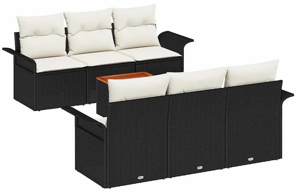 vidaXL Σετ Καναπέ Κήπου 7 pcs Μαύρο Πολυ ράταν