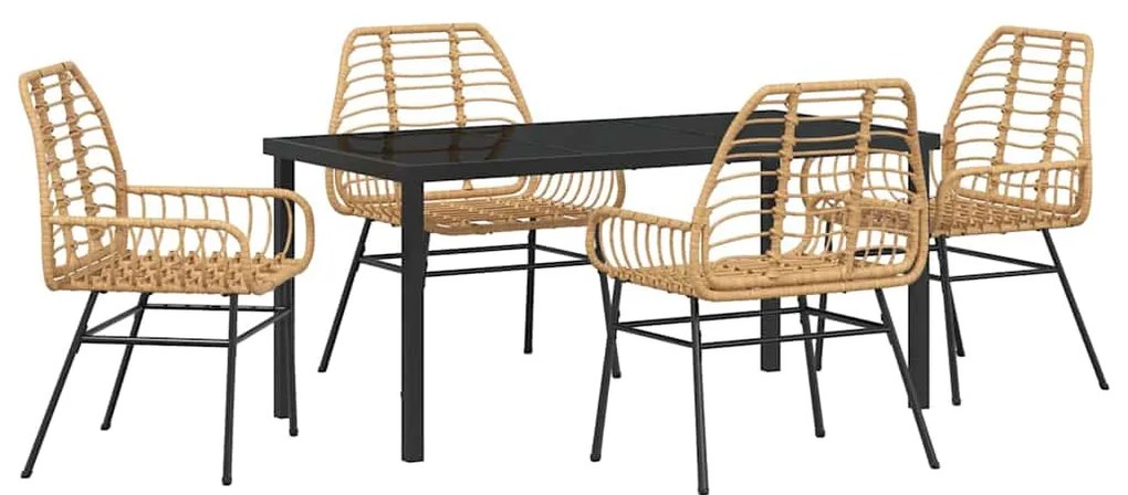 vidaXL Σέτ φαγητού για κήπο 5 pcs Καφέ συνθετικό ρατάν