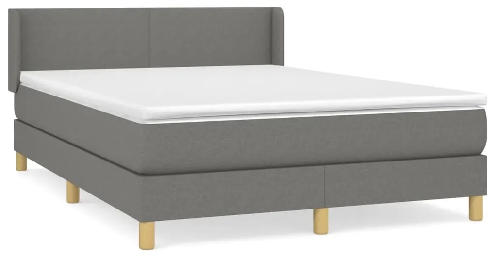 vidaXL Κρεβάτι Boxspring με Στρώμα Σκούρο Γκρι 140x200 εκ Υφασμάτινο