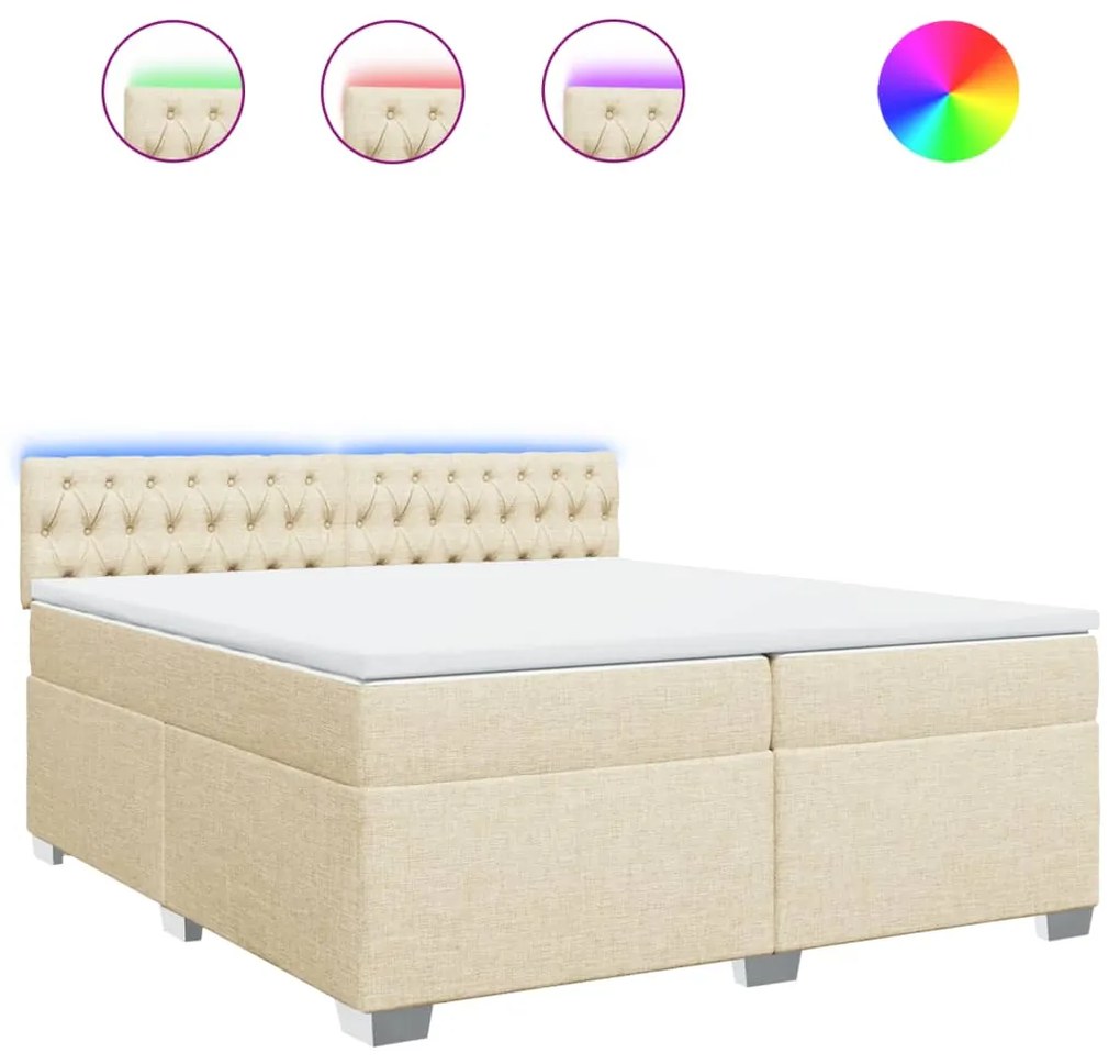 ΚΡΕΒΑΤΙ BOXSPRING ΜΕ ΣΤΡΩΜΑ ΚΡΕΜ 200X200 ΕΚ. ΥΦΑΣΜΑΤΙΝΟ 3288307