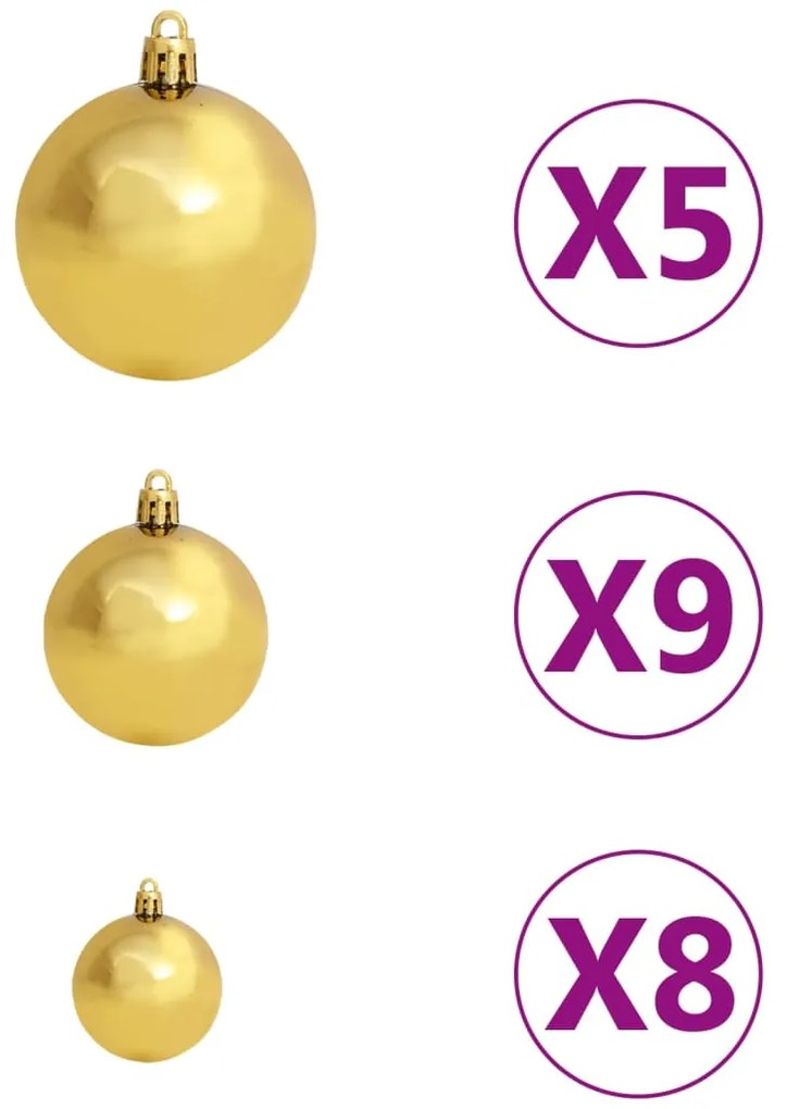 vidaXL Χριστουγεν. Δέντρο Γωνιακό Τεχνητό LED/Μπάλες Λευκό 210 εκ. PVC