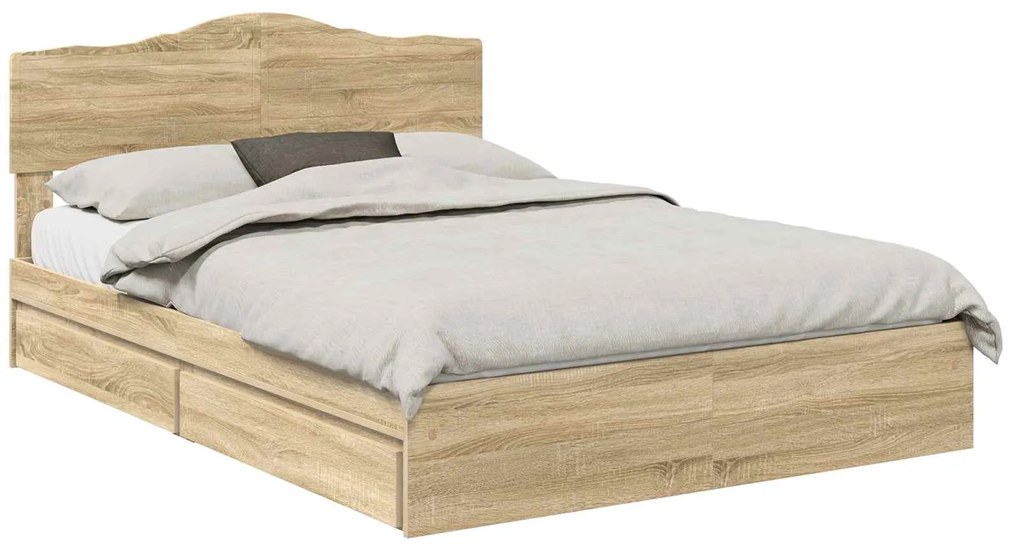 vidaXL Κρεβάτι Αποθήκης Δρύς Sonoma 160 x 200 cm Επεξεργασμένο ξύλο