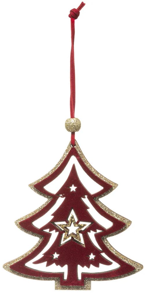 Στολίδι Χριστουγεννιάτικο (9x10) A-S Wooden Burgundy Tree 175915