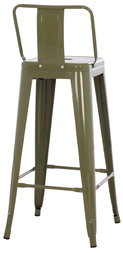 Σκαμπό μπάρ με πλάτη Melita-Pro Μεταλλικό Dark Olive Green 42x42x100Υ εκ. 42x42x100 εκ.