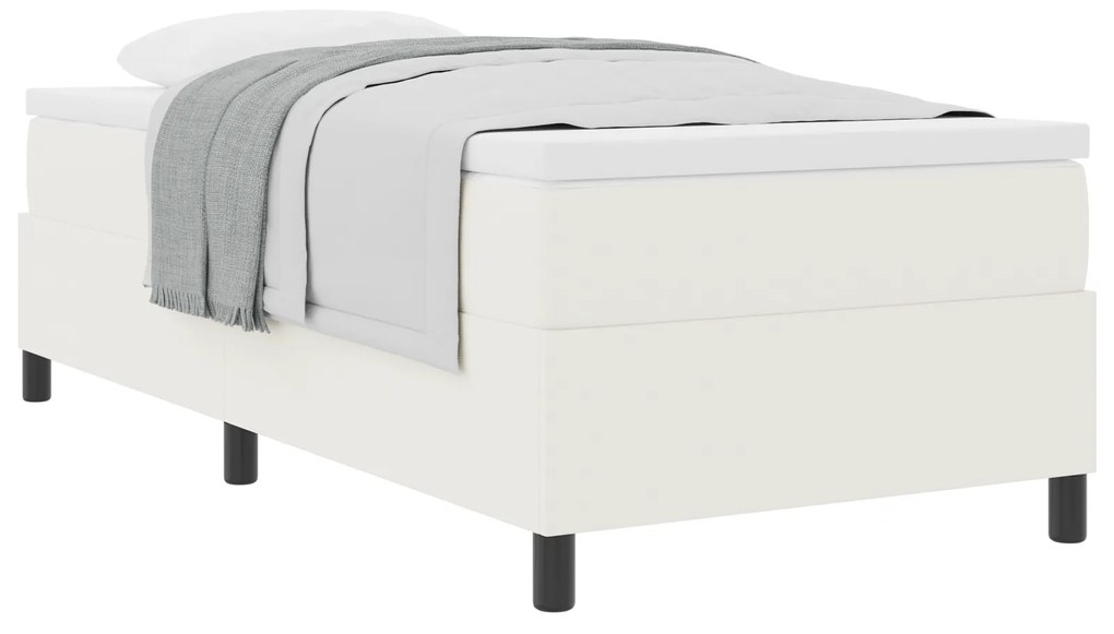 vidaXL Κρεβάτι με ελατήριο και στρώμα σε κρεμ, 80 x 200 εκ, από ύφασμα κορντούρας.