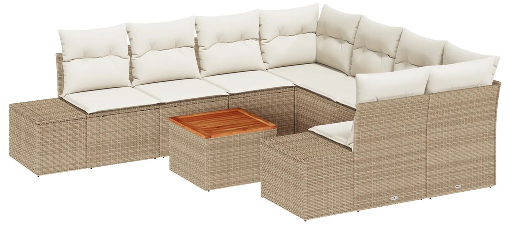 vidaXL Σετ Καναπέ Κήπου 9 pcs Beige, λευκό 55 x 55 x 37 εκ