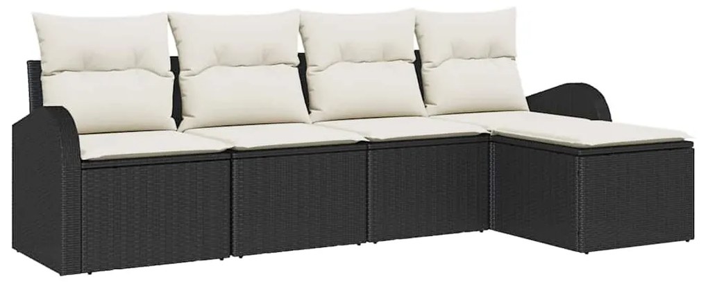 vidaXL Σετ Καναπέ Κήπου με μαξιλάρι 5 pcs Μαύρο Πολυ ράταν