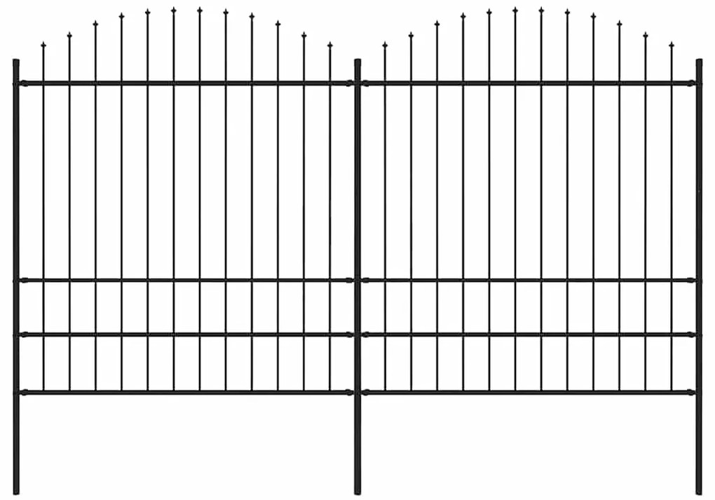 vidaXL Φράχτης Κήπου με Κορυφή Δόρυ Μαύρος Ατσάλινος 359 x 200 εκ.