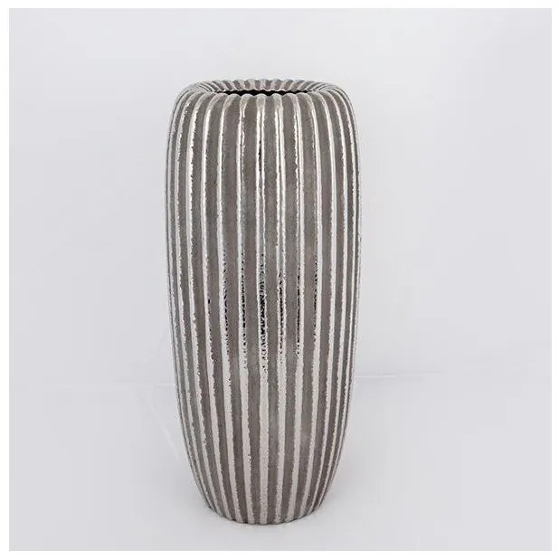 Βάζο Κεραμικό καφέ &amp; Ασημί 17.5x17.5x39.5cm 752-20383 Estheti-752-20383-Ασημί 752-20383