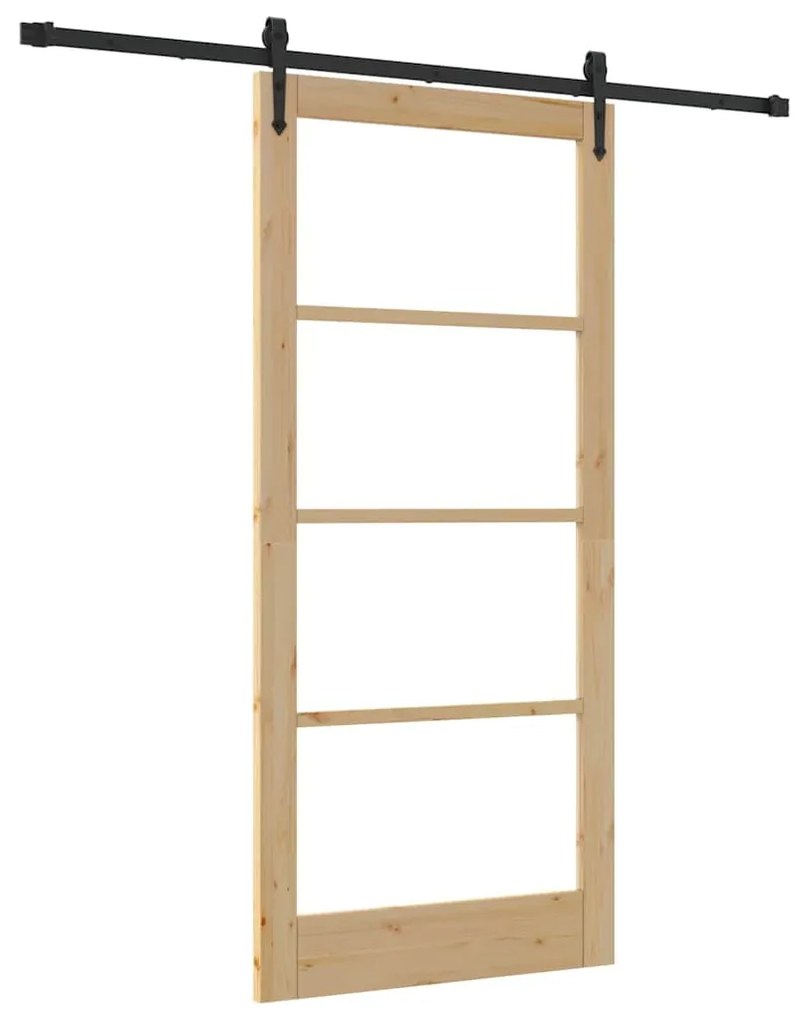 vidaXL Ολισθητή Πόρτα Χειροκίνητος Καφέ 93 x 202 cm Ξύλο και μέταλλο
