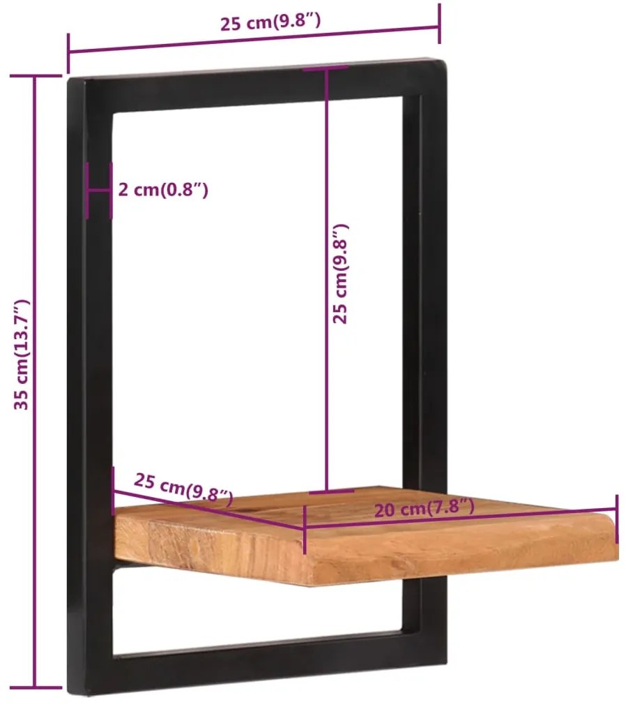 ΡΑΦΙΑ ΤΟΙΧΟΥ 2 ΤΕΜ. 25X25X35 ΕΚ. ΜΑΣΙΦ ΞΥΛΟ ΑΚΑΚΙΑΣ &amp; ΑΤΣΑΛΙ 338461