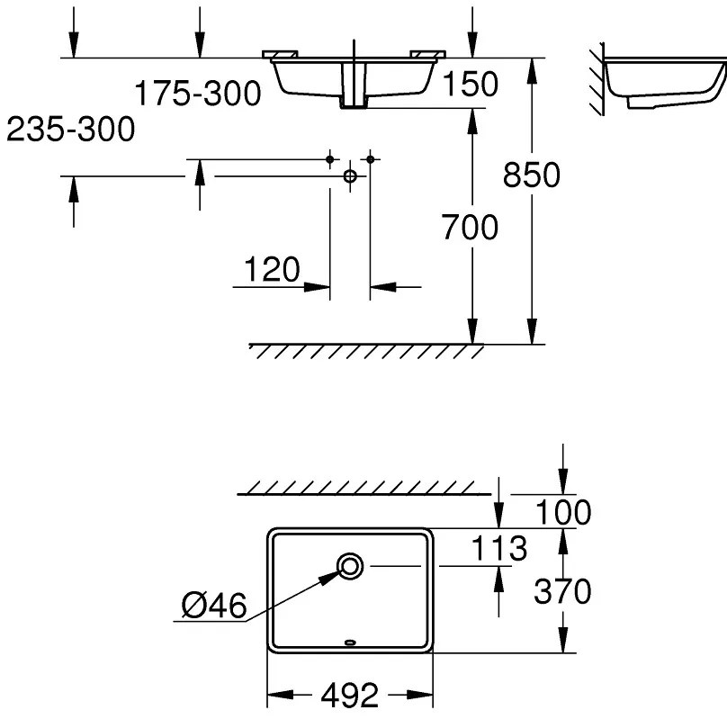 Νιπτήρας υποκαθήμενος Grohe Cube Ceramic