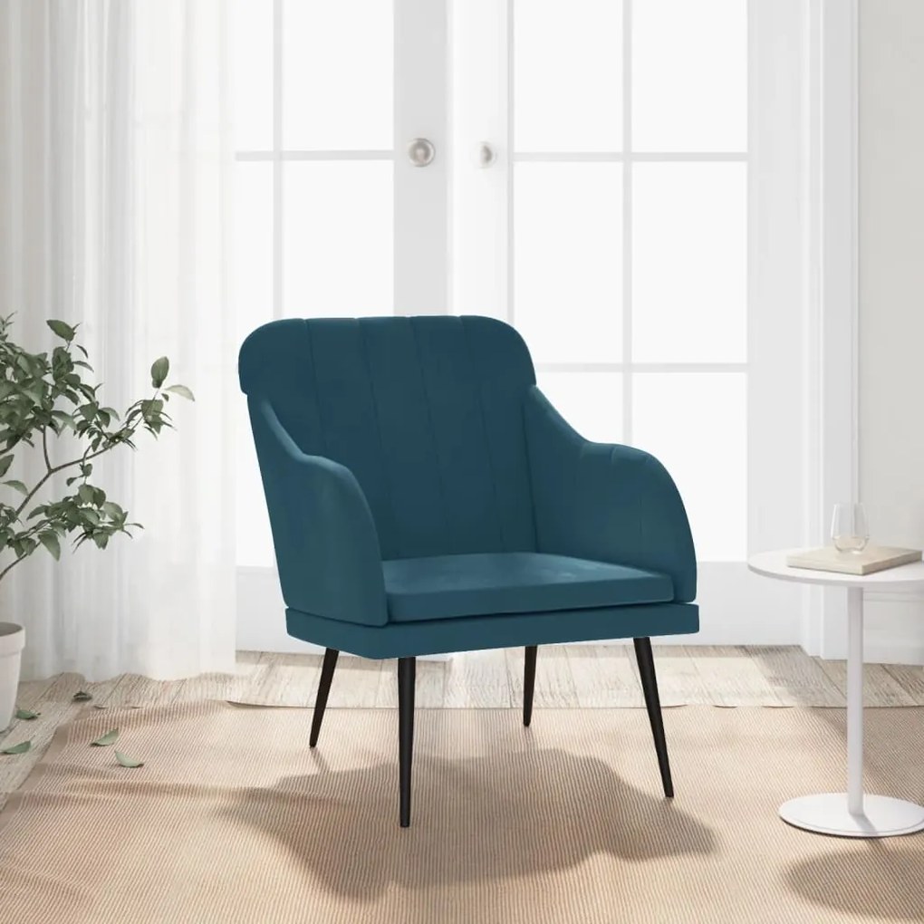 vidaXL Πολυθρόνα Μπλε 63 x 76x 80 εκ. Βελούδινη
