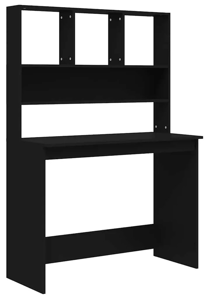 vidaXL Γραφείο με Ράφια Μαύρο 102x45x148 εκ. από Επεξεργασμένο Ξύλο