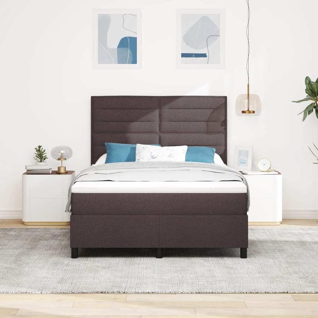 vidaXL Κρεβάτι Box Spring με Κουβάρι Σκούρο Καφέ 160x200 εκ Ύφασμα