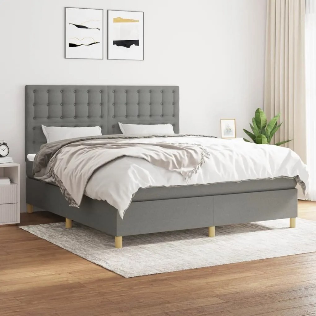 ΚΡΕΒΑΤΙ BOXSPRING ΜΕ ΣΤΡΩΜΑ ΣΚΟΥΡΟ ΓΚΡΙ 180X200 ΕΚ ΥΦΑΣΜΑΤΙΝ 3142674