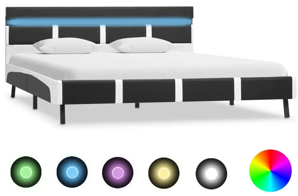 vidaXL Πλαίσιο Κρεβατιού με LED Γκρι 160x200 εκ. από Συνθετικό Δέρμα