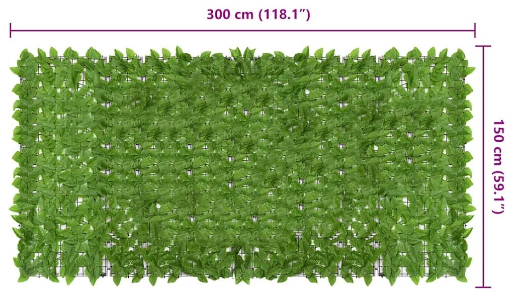 vidaXL Διαχωριστικό Βεράντας 300 x 150 εκ. με Πράσινα Φύλλα