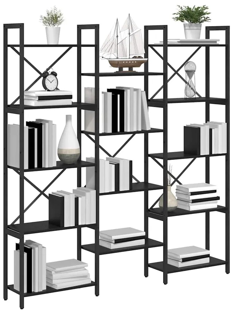 vidaXL Ράφι Βιβλίων Μαύρη Οξυά 156 x 25 x 167 εκ. Επεξεργασμένο ξύλο