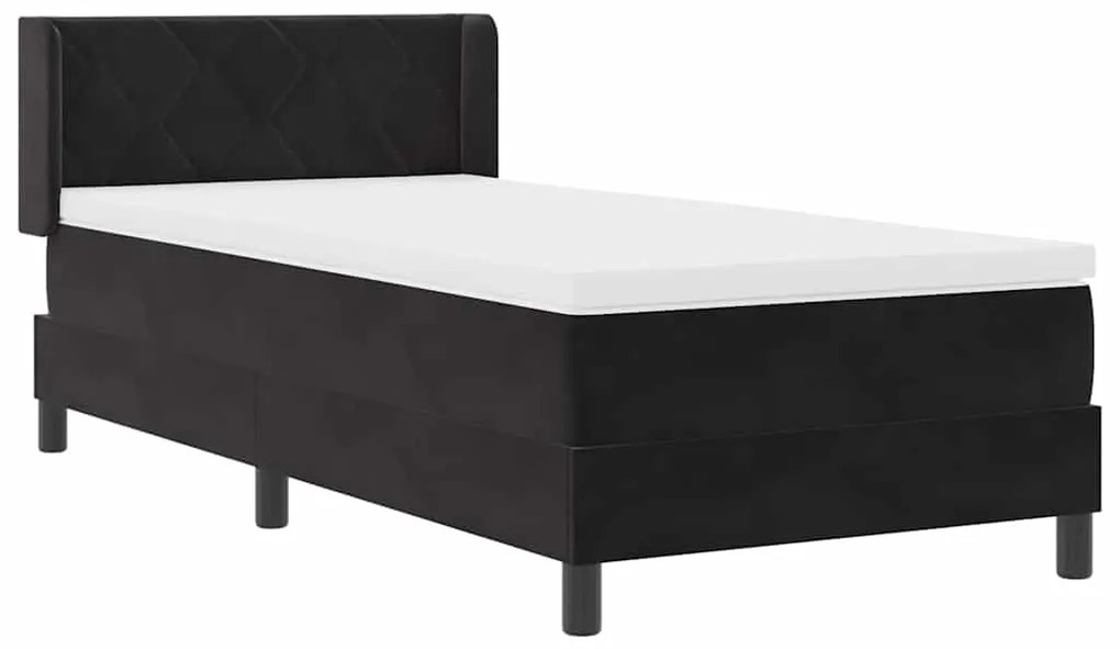 vidaXL Κρεβάτι με Ελατήρια και Στρώμα Μαύρο 100x200 εκ. Βελούδο Μαύρο