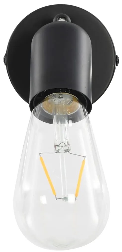 vidaXL Φωτιστικά Σποτ 2 τεμ. Μαύρα με Λαμπτήρες Filament 2W Ε27