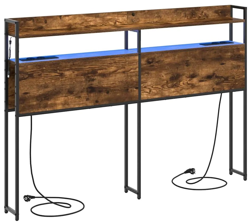 vidaXL Κεφαλάρι με ράφι Καπνιστή δρυς 140 cm Επεξεργασμένο ξύλο