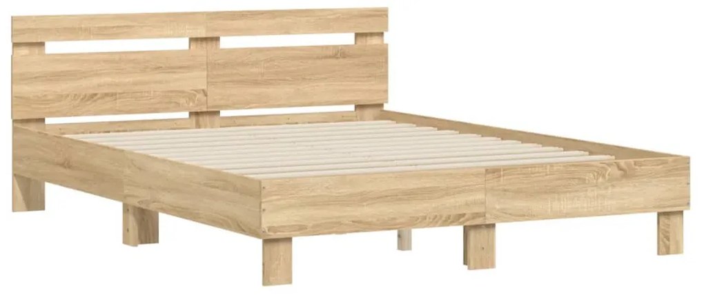 vidaXL Πλαίσιο Κρεβατιού με Κεφαλάρι Sonoma Δρυς 140x200εκ. Επεξ. Ξύλο